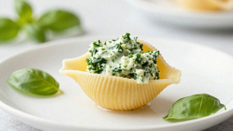 Czy ricotta ze świeżym szpinakiem pasuje do muszli?