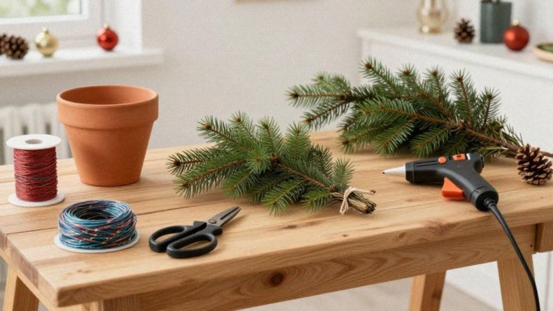 Jakie materiały są potrzebne do choinki na pniu?