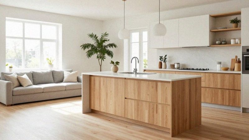 Jakie materiały wybrać do skandynawskiego salonu z kuchnią?