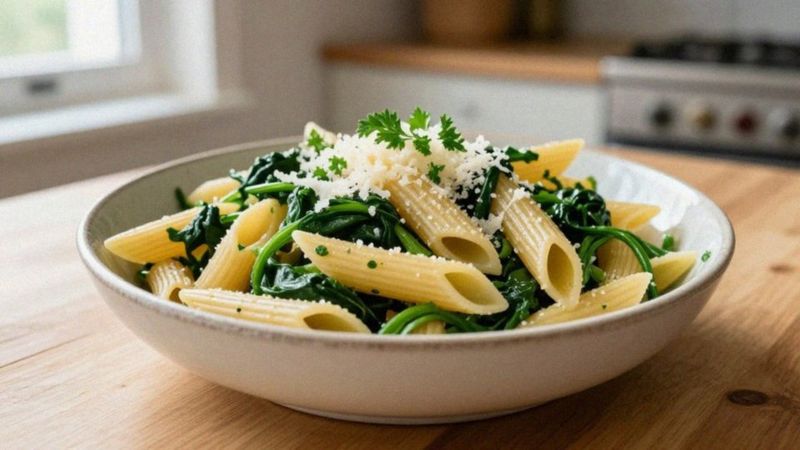 Jak zrobić penne ze szpinakiem nowozelandzkim?