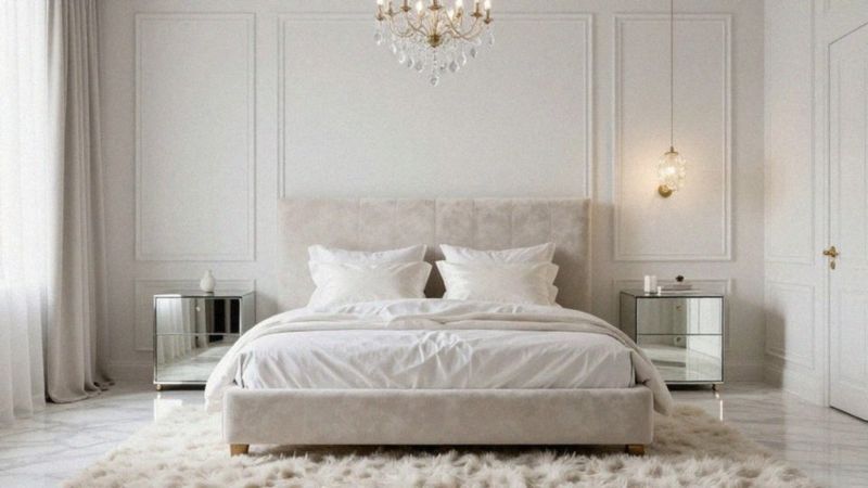 Jakie materiały wybrać do białej sypialni glamour?
