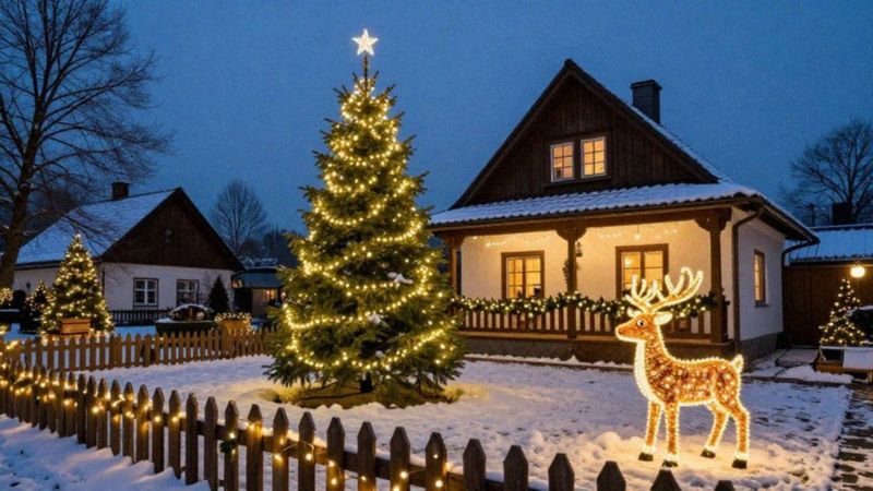 Jak przystroić ogród dużymi dekoracjami świątecznymi?