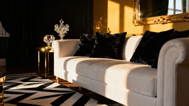 Biało-czarny salon glamour — jak zaprojektować elegancką przestrzeń?
