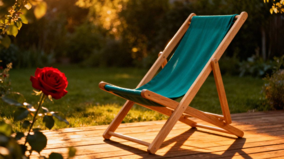 Leżak drewniany z materiałem — komfortowy wybór do ogrodu i na balkon