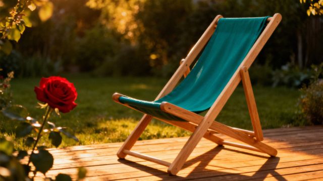 Leżak drewniany z materiałem — komfortowy wybór do ogrodu i na balkon