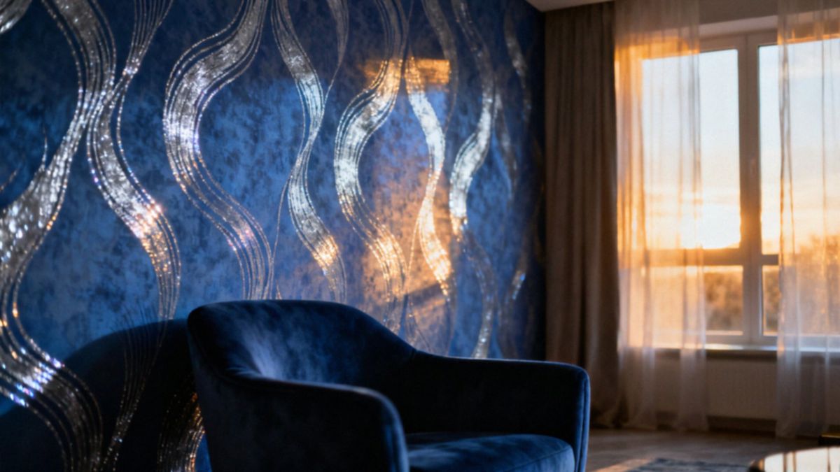 Tapeta niebiesko-srebrna — elegancja i nowoczesność w Twoim wnętrzu